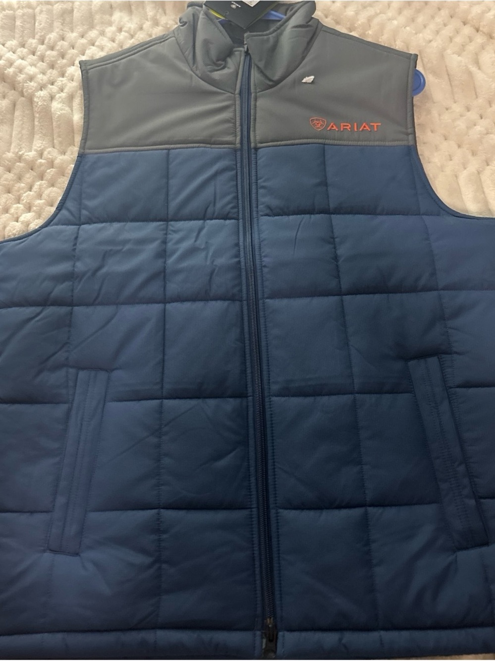 Ariat Navy Quilted Vest with Gray Yoke